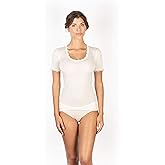 EGI ® Exclusive Collections Women's Merino Wool Blend Lace-Trimmed Short Sleeves T-Shirt. Proudly Made in Italy.