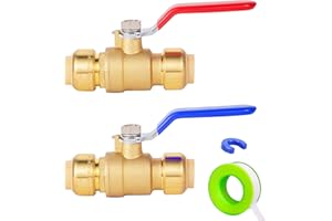 1/2 Inch Push-Fit Full Port Ball Valve for Hot and Cold Water,1/2Inch Ball Valve,Pushfit Water Shut Off Valve Push to Connect