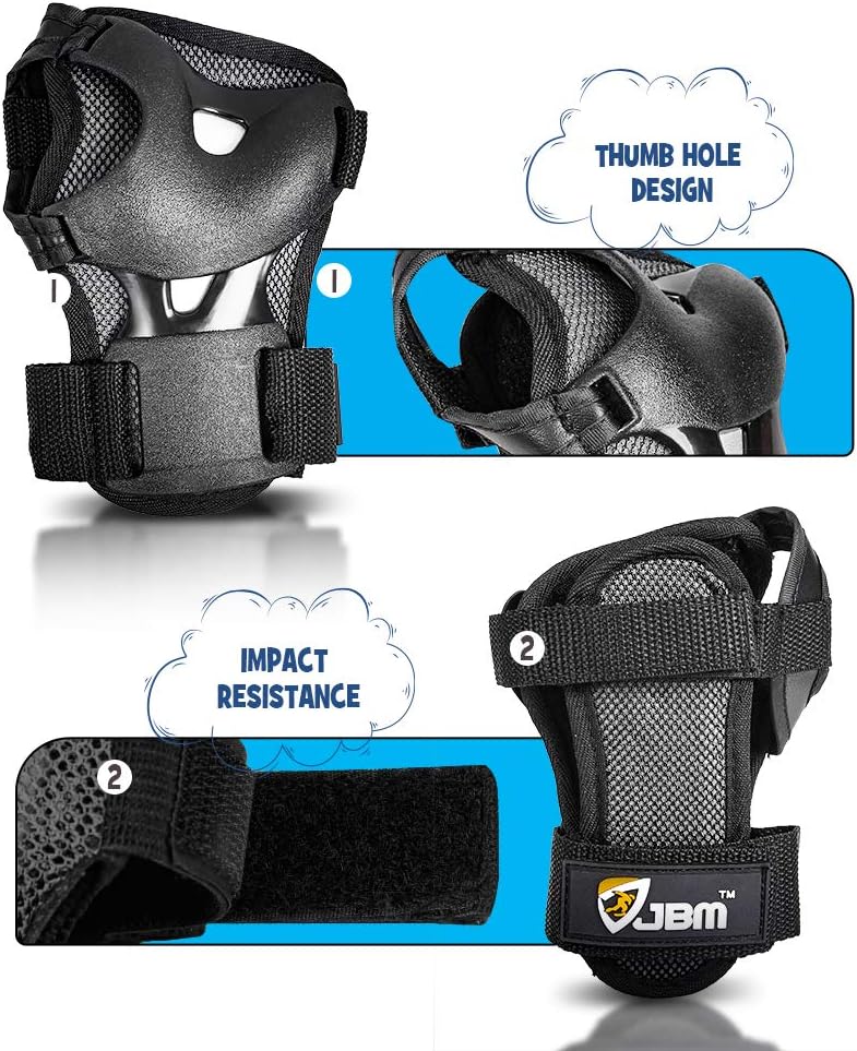 JBM Kids Knee and Elbow Pads with Wrist Guards Protective Gear Set, Impact Resistance for Your Children Outdoor Activities’ Adventure : Sports & Outdoors