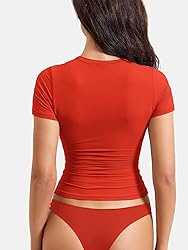 YEOREO Women Fitted Workout Tops Short Sleeve