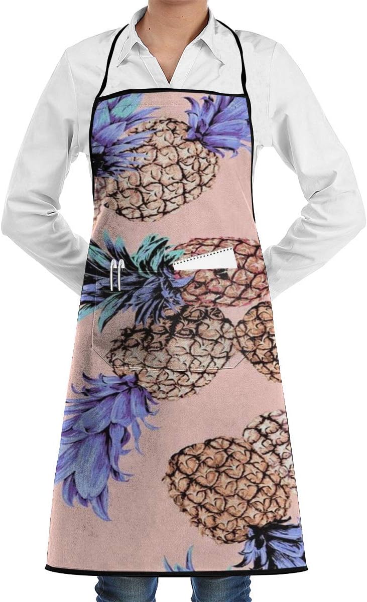 Drempad Premium Aprons Blue Pineapple Chef Apron Funny Heavy-Duty Aprons for Grilling, BBQ, Baking or Cooking