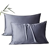 2 Pack Cooling Pillow Cases,Viscose Derived from Bamboo Pillow Protectors King Size Set of 2, 400 Thread Count Soft Silky Breathable Summer Pillow Cover with Zipper Hidden (2PCS, Darkgrey, King)