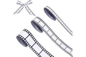 letsinstyle 3 Rolls Filmstrip Ribbon, 15 Yards Black White Film Movie Ribbon, Vintage Movies Border Material Party Accessory 