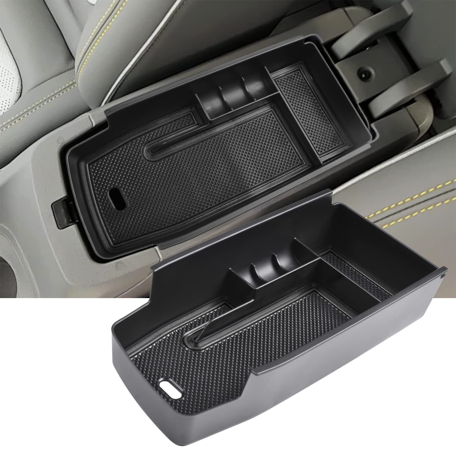 Photo 1 of EDBETOS Center Console Organizer Tray Compatible with Chevy Bolt EUV Bolt EV Accessories 2022-2023 Interior Secondary Armrest Storage Glove Box Divider ABS Material, Customized Design, Black