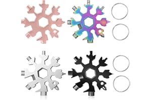 COLORCASA 4 Pack 18-in-1 Snowflake Multi Tool, Portable Stainless Steel Snowflake Bottle Opener/Flat Phillips Screwdriver Kit/Wrench,Stocking Stuffers for Men, Snowflake Tool Christmas Gifts for Men Women