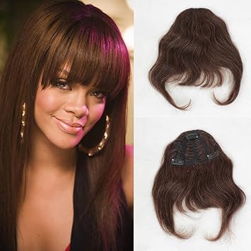 Amazon Com Topfeeling Brazilian Human Hair Clip In Bangs Short
