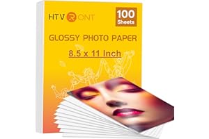 HTVRONT Glossy Photo Paper for Printer - 100 Sheets Inkjet Printer Paper for Chip Bag Paper, Instant Dry Glossy Photo Paper 8.5 x 11 180gsm