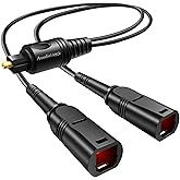 avedio links Optical Audio Cable Splitter 1 in 2 Out, Toslink Digital Fiber Audio Splitter 1 Male Input 2 Female Output Support LPCM2.0 Doldy DTS Digital & DTS 5.1CH for Xbox,PS4,TV Box,Sound Bar,etc