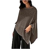 MakeMeChic Ponchos for Women Sheer Poncho Sweater Shawl Wraps Coverup