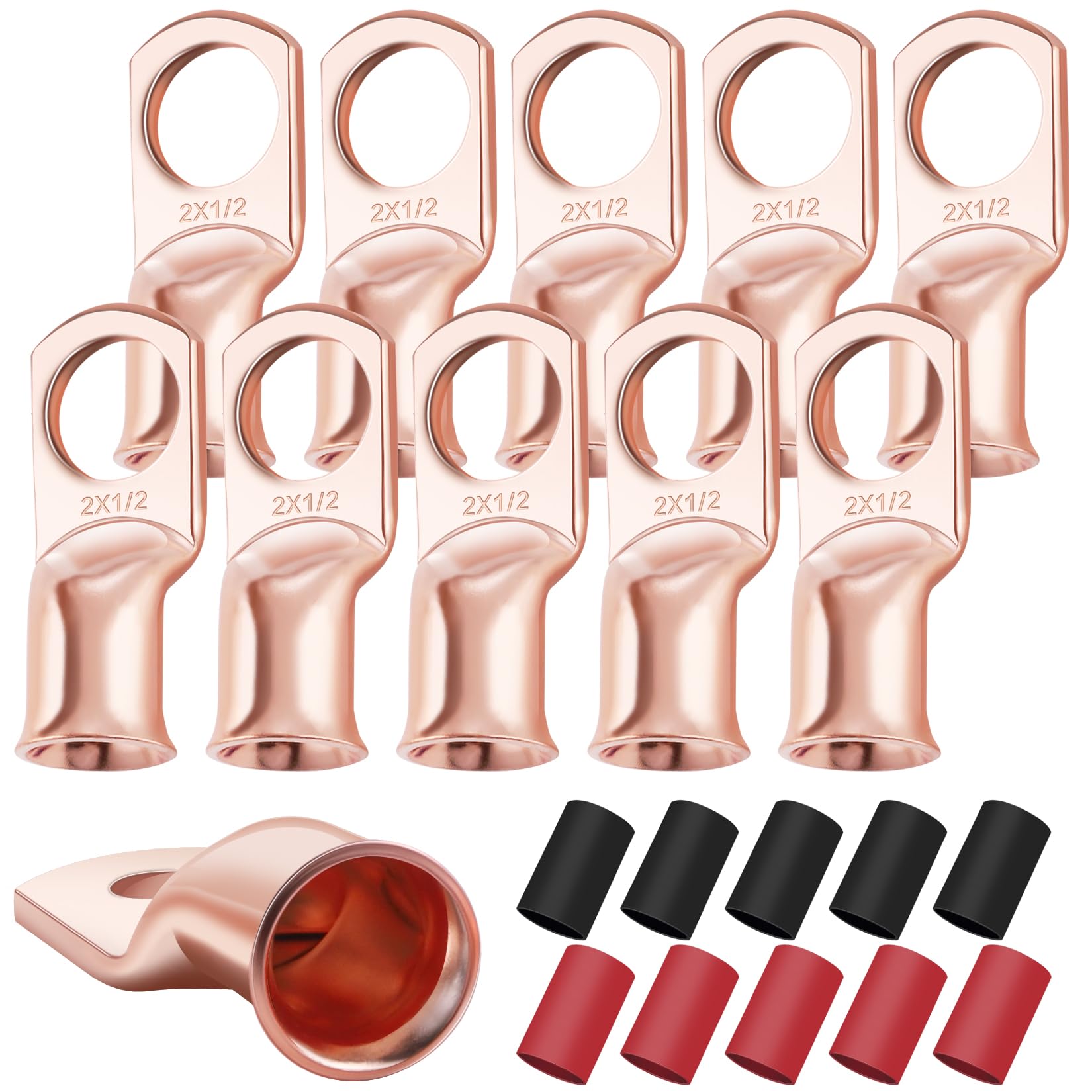 XHF 10PCS 2 AWG-1/2" Heavy Duty Battery Lugs with