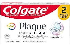 Colgate Total Plaque Pro Release Whitening Toothpaste, 2 Pack, 3.0 Oz Tubes