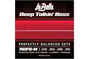 La Bella 760FS-M Deep Talkin' Stainless Steel Flat Wound Standard Medium Scale Bass Guitar String 45-105