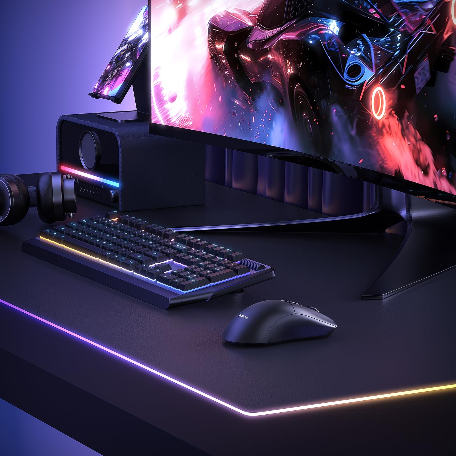 seenda Wireless Gaming Mouse, USB C Mouse, Web-Based Driver, 18000 DPI, 67g Lightweight, 6 Programmable Buttons, Type-C Rechargeable Mouse Gamer for PC/Laptop/Mac - Black