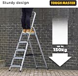 TOUGH MASTER 5 Step Aluminium Folding Ladder EN131 Anti Slip Handrail 150kg view 5