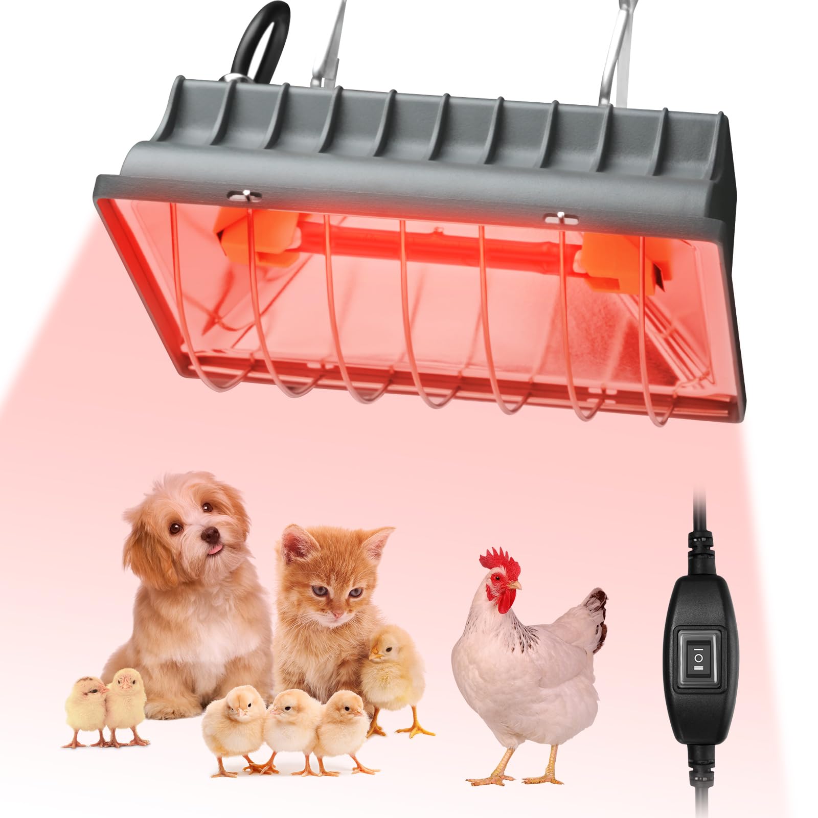 Photo 1 of Chicken Coop Heat Lamp for Dog Kennel, Cat Bed, Reptiles & Incubators - 250W Adjustable Heat Lamp with 2 Heat Settings for Poultry, Livestock, and Pets
