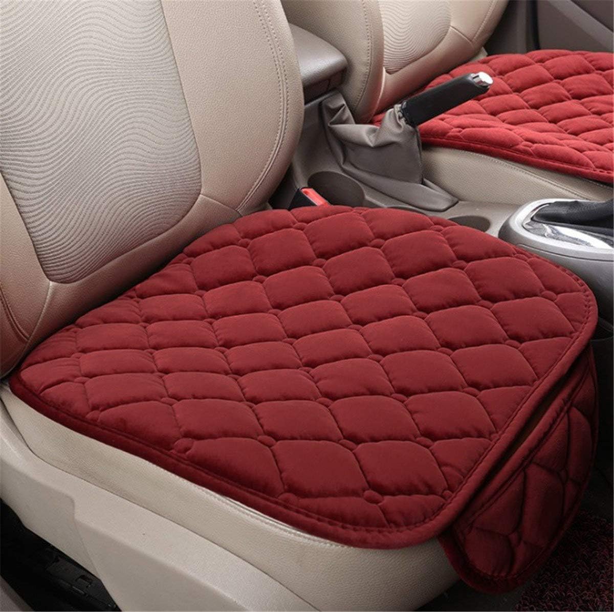 Fochutech Car Front Seat Cover Pad Mat Cushion Universal Fit Breathable Blanket Nonslip Auto Truck Office Plush Rhombus (Red)