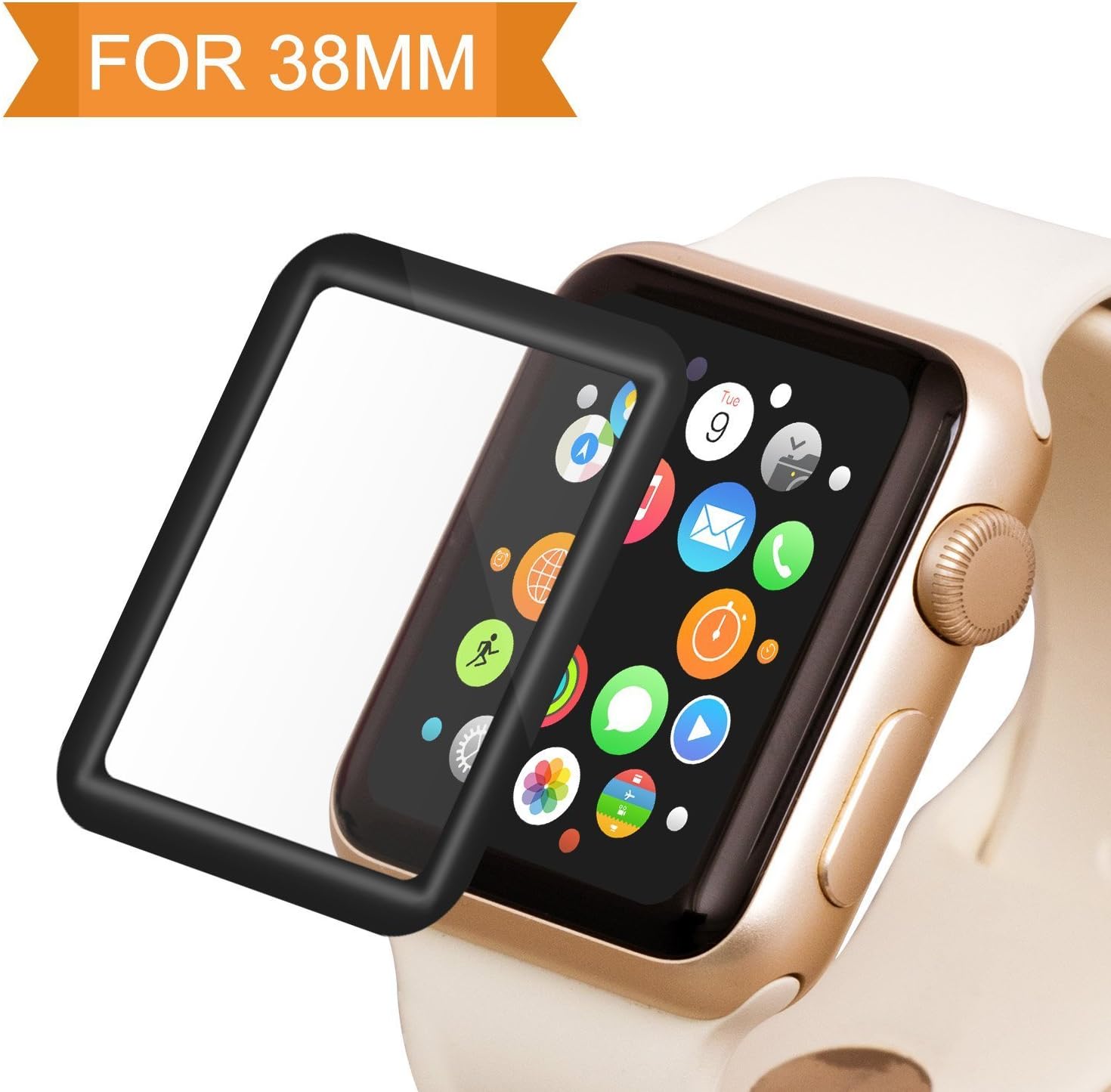 Bestfy Apple Watch Screen Protector 38mm Tempered Glass Screen Protector for Apple Watch 38mm (Series 3/2/1, Black)