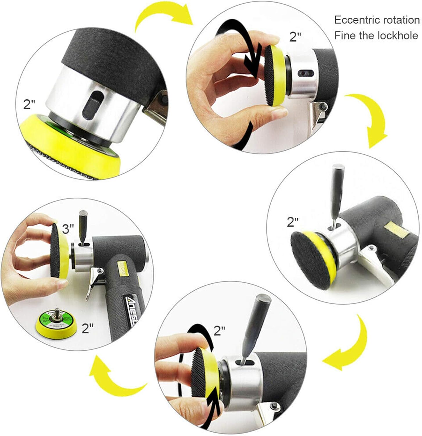 ROIIKETU Air Sander Polisher,25mm/50mm/80mm Orbital Sander Polisher Set including Polishing Pads & Buffing Pads for Car Detailing Polishing - Image 5