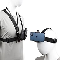 Mobile Phone Chest Strap Harness Mount Head Strap Holder Kit for POV/VLOG,Cell Phone Clip Compatible with iPhone,Samsung…