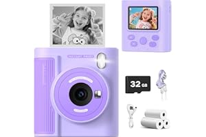 Mgaolo Kids Camera with Instant Print, Thermal Printing Digital Camera Gift for 3-12 Years Old Children, Safe Ink-Free Design