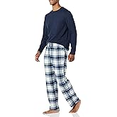 Amazon Essentials Men's Flannel Pant and Long-Sleeve T-Shirt Pajama Set