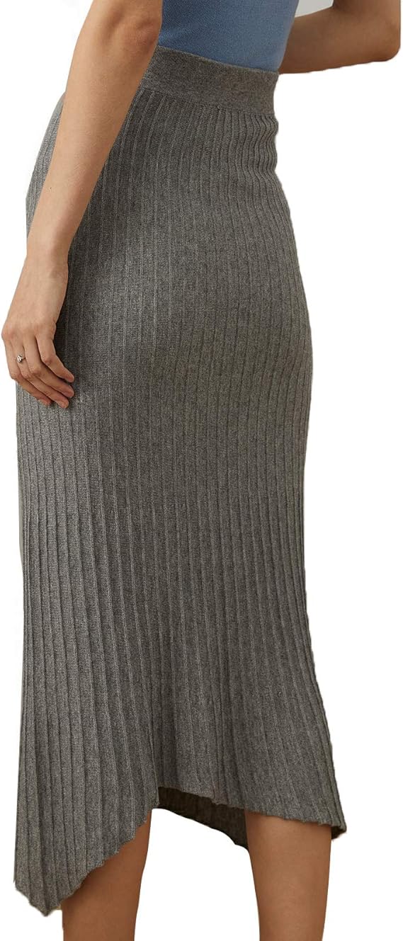 Knitted Skirt for Woman，High Waist Elegant Stretch Long Skirt at Amazon