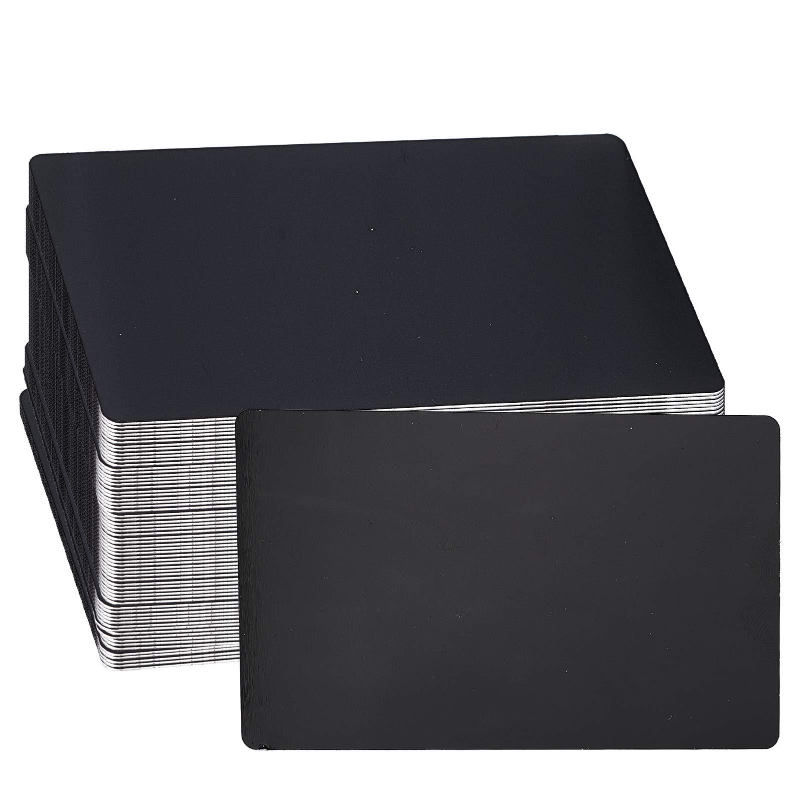 GORGECRAFT 50Pcs Metal Business Cards Blanks Engraved Business Cards 0.4mm Aluminum Blank Name Card for Office DIY Gift Cards 3 Color Options Available (Black)