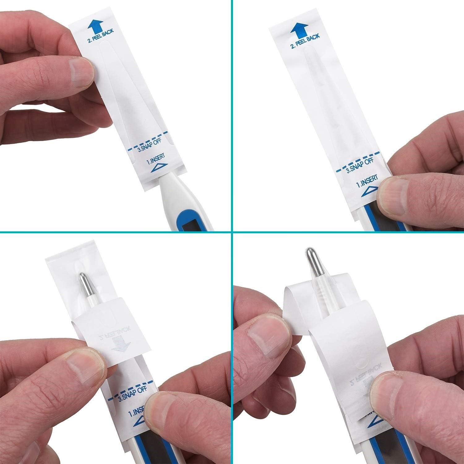 100 Pack Sterile Digital Thermometer Probe Covers, Disposable Universal Electronic Thermometer Cover, Safe Thermometers Sleeve Prevent Cross-Contamination, Hygienic Hospital-Grade Thermometers Sleeve: Industrial & Scientific