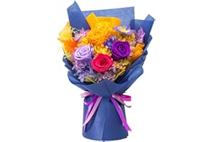 Yonihawk Preserved Flowers Bouquet, Natural Long Lasting Preserved Roses Bouquet with Gift Box, Real Flowers Bouquet for Birthday, Mother's Day, Valentine's Day, Anniversary