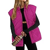 Zeagoo Womens Oversized Puffer Vest Zip Up Stand Collar Lightweight Sleeveless Warm Outerwear Padded Jacket Winter Coat Peach Pink M