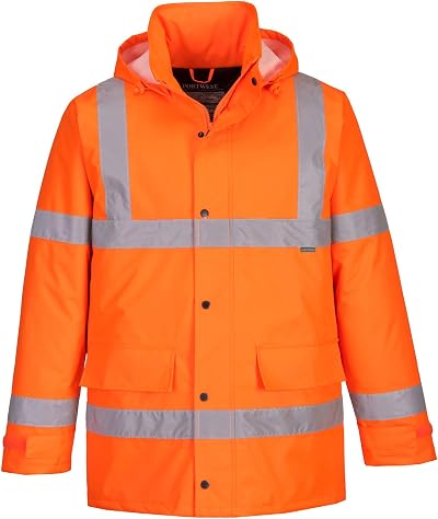 Portwest S460 Hi Vis Winter Jacket Waterproof Reflective Bio Motion 5XL Orange
