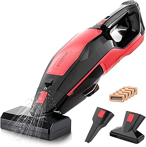 REEXBON Cordless Portable Carpet Cleaner, 110W/8500Pa Pet Stains Eraser 3 in 1 Wet Dry Vacuum Cleaner, Lightweight Handheld Carpet Vacuum for Upholstery