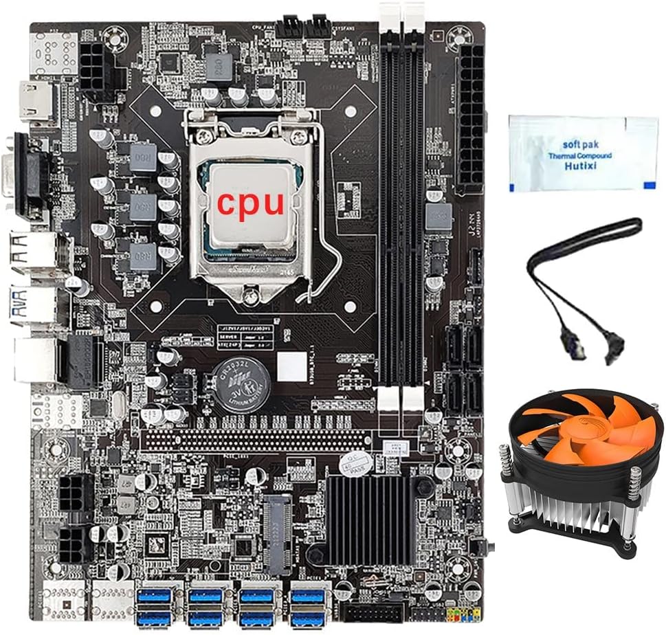 Lodokdre B75 Mining Motherboard 8 Card 12 USB3.0 LGA1155 DDR3 CPU Fan Cable