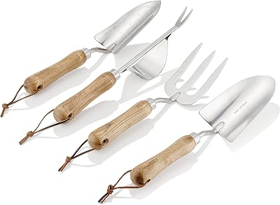 Kingswood Green 4-Piece Garden Tool Set - Ash Handles, Stainless Steel