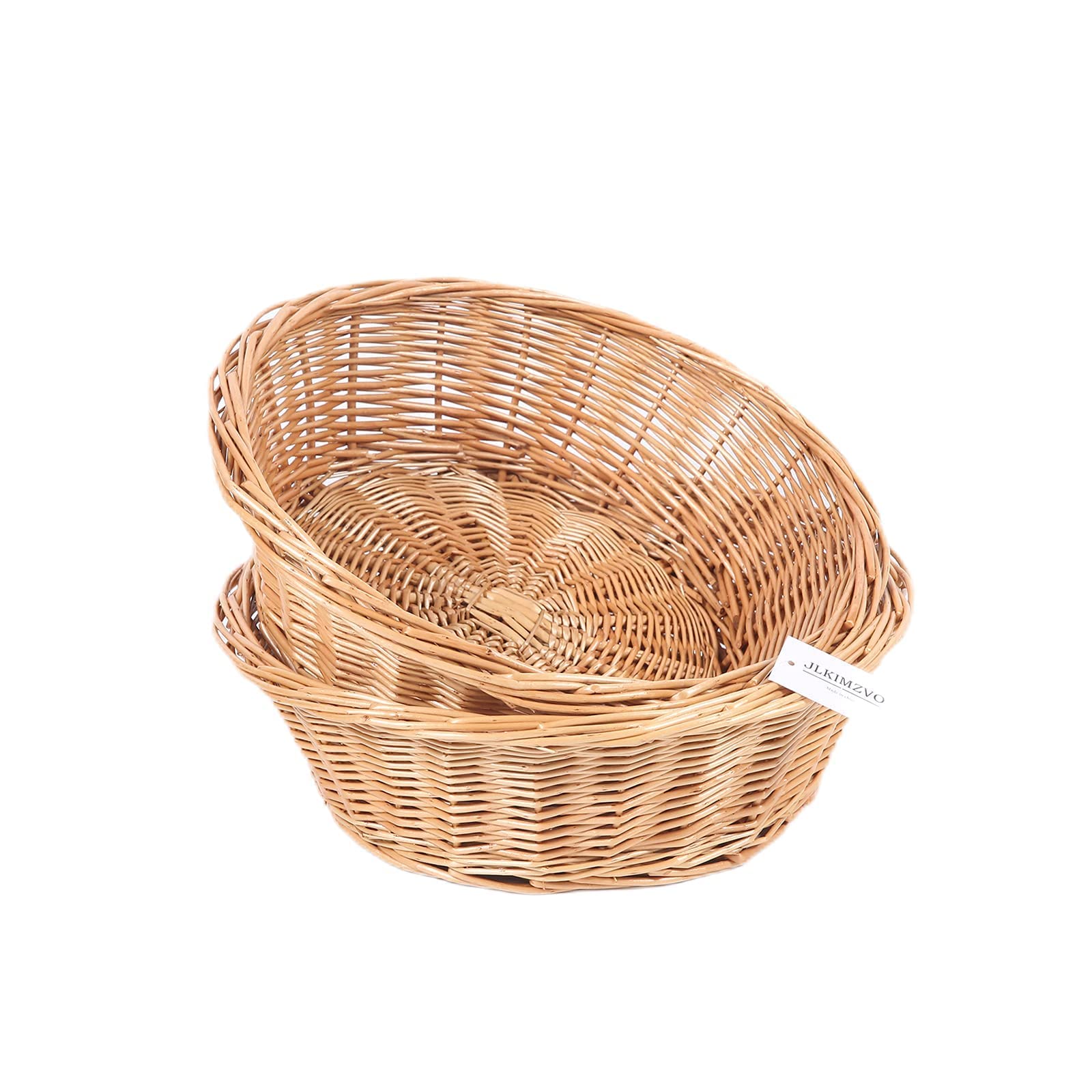 Photo 1 of JLKIMZVO Wicker Woven Bread Basket Natural Rattan Round Stackable Basket Tabletop Food Fruit Vegetables Serving Basket (Round,2pcs)