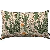TKS MITLAN Summer Cactus Pillow Covers 12x20 Inch Retro Mexican Orange Flowers Exotic Tropical Plants Decorative Throw Pillow Covers Cushion Case for Home Sofa Couch Decoration