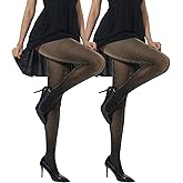 MANZI Lurex Glitter Tights for Women Metallic Sparkly Stockings Shimmer Pantyhose 2 Pairs