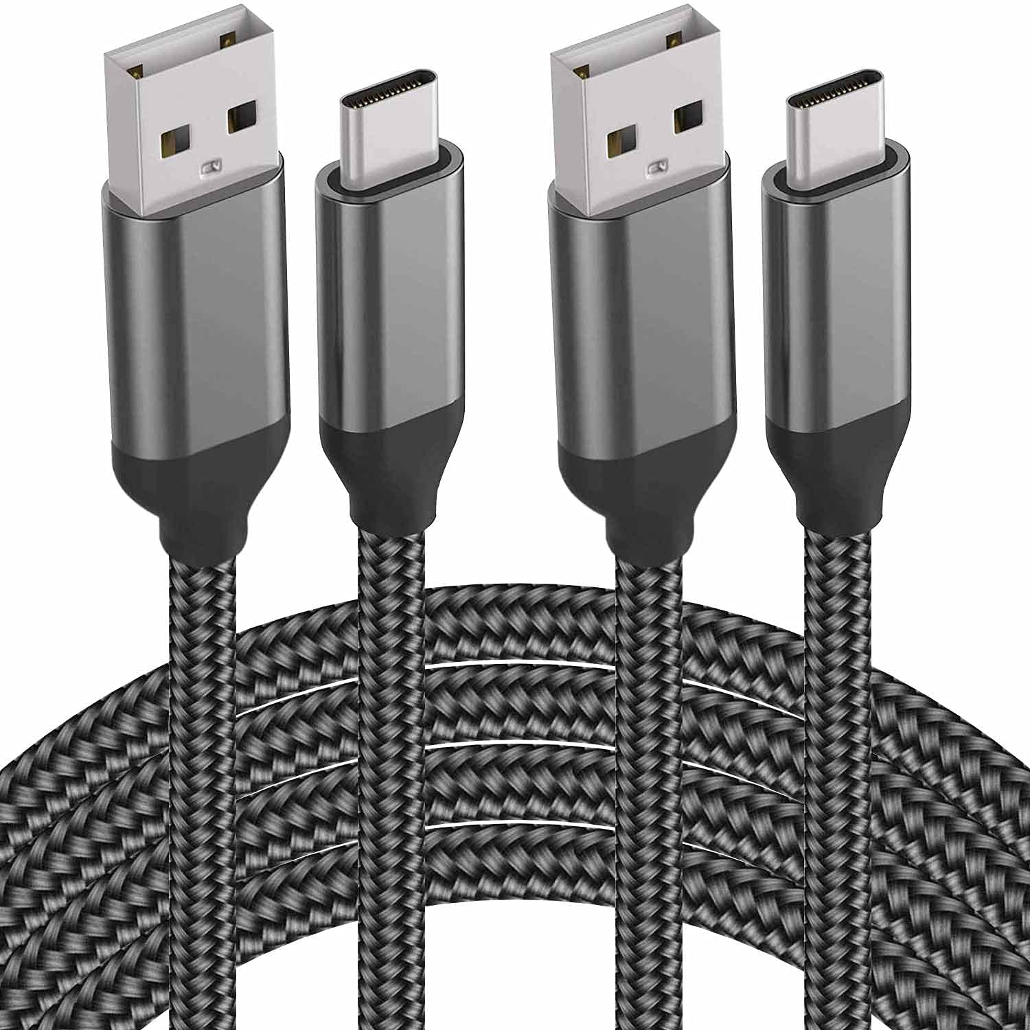 Photo 1 of 10FT USB C Cable 2PACK, Charge iPhone 15 16 Pro Max, iPad Pro, Fast Charging, Nylon Cord for Samsung Galaxy S24 S23 S22 S21 S20 S10, Note 20 10, Tab S9, A52, Google Pixel, Moto, LG, OnePlus, Kindle