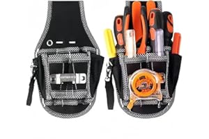 Electrician Waist Pocket Tool Pouch Belt Bag Screwdriver Kit Tool Organizer Storage Bag for DIY Electricians Carpenters Joine