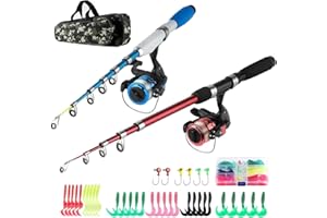 Fishing Rod and Reel Combos Collapsible Fishing Rod Kit,2PCS Telescopic Fishing Pole Full Kit,1.3M&1.6M/2PCS 1.7M/2.1M Fishin