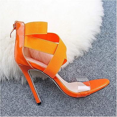 orange transparent heels