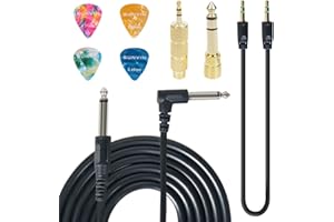 SUNYIN Guitar Amp Cord,Electric Guitar Cable 1/4 Inch Instrument Amp Cord Guitar Cord,3.5mm&6.5mm Converter Adapter,3.5mm Audio Cord,4 Picks(10ft)