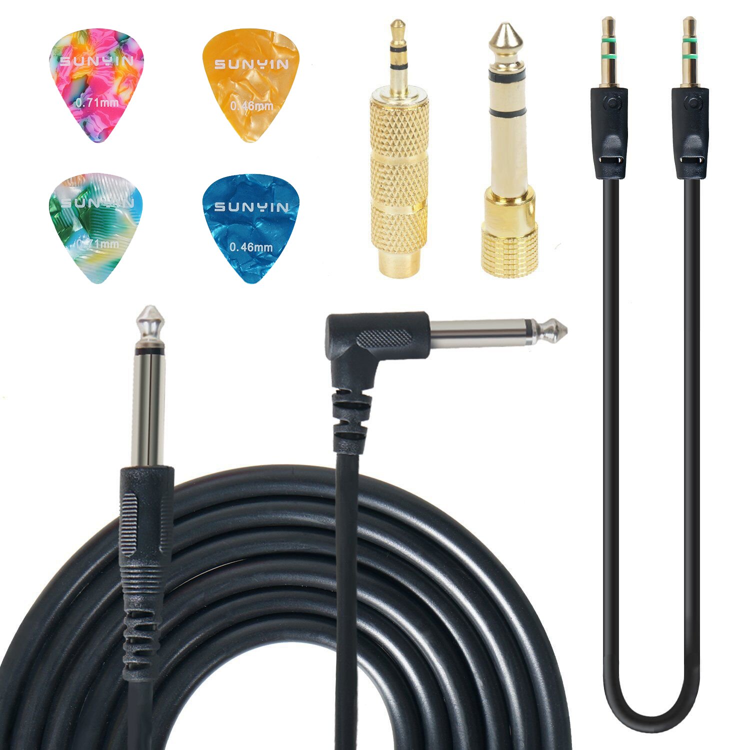 Electric Guitar Cable 10Feet Amp Cord Straight to Right Angle for