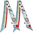 COtheSumay Mulberry Silk Scarf for Handbags,Bags, and Purse，2 Pcs 2"x35" Hair Ribbon Skinny Neck Fashion Scarves for Women