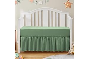 SiinvdaBZX 2-Piece Set Ruffled Crib Skirt & Soft Microfiber Fitted Crib Sheet, 52"x28" + Adjustable Elastic 14" Drop, Fit for Baby Standard Crib & Nursery Toddler Bedding (Sage Green)