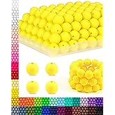 150PCS FIVEIZERO Silicone Beads 15mm for Keychain Making, Bulk for DIY Crafts, Bracelets, and Necklaces - Silicone Beads Bulk, Keychain, Pens.(Yellow)
