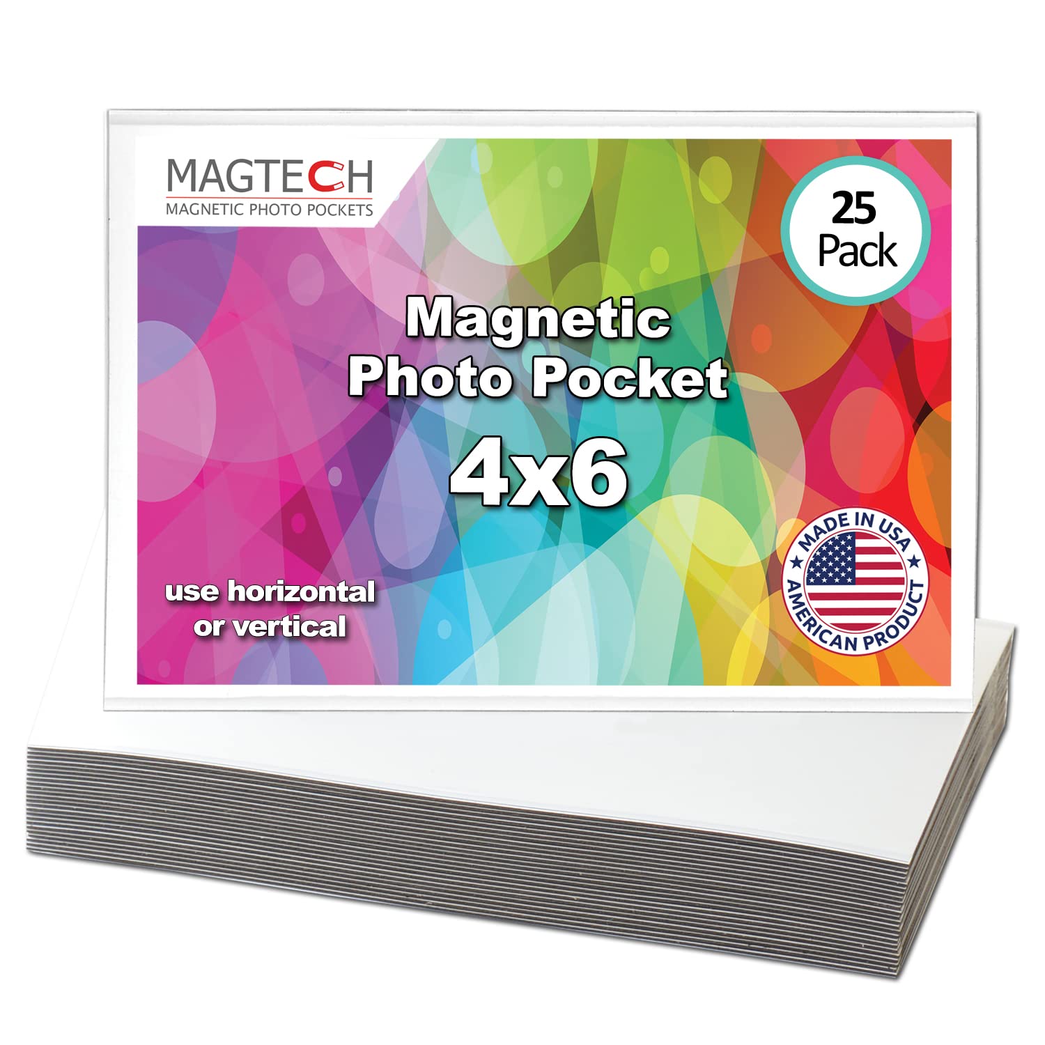 Magtech Magnetic Photo Pocket Picture Frame, White, Holds 4 x 6 Inches Photos, 25 Pack (14625)
