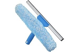 Unger Professional 2-in-1 Squeegee and Scrubber, 14” Window Cleaning Tool with Streak-Free Results, Commercial and Residential Use, Microfiber Sleeve to Clean without Scratching