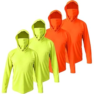 Men's UPF 50+ Sun Protection Breathable Long Sleeve Workout T Shirts Lightweight Hoodie Shirts with Mask