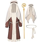 Kids Nativity Saint Joseph Robe Shepherd Costume Boys Halloween Cosplay Outfit Accessories Set